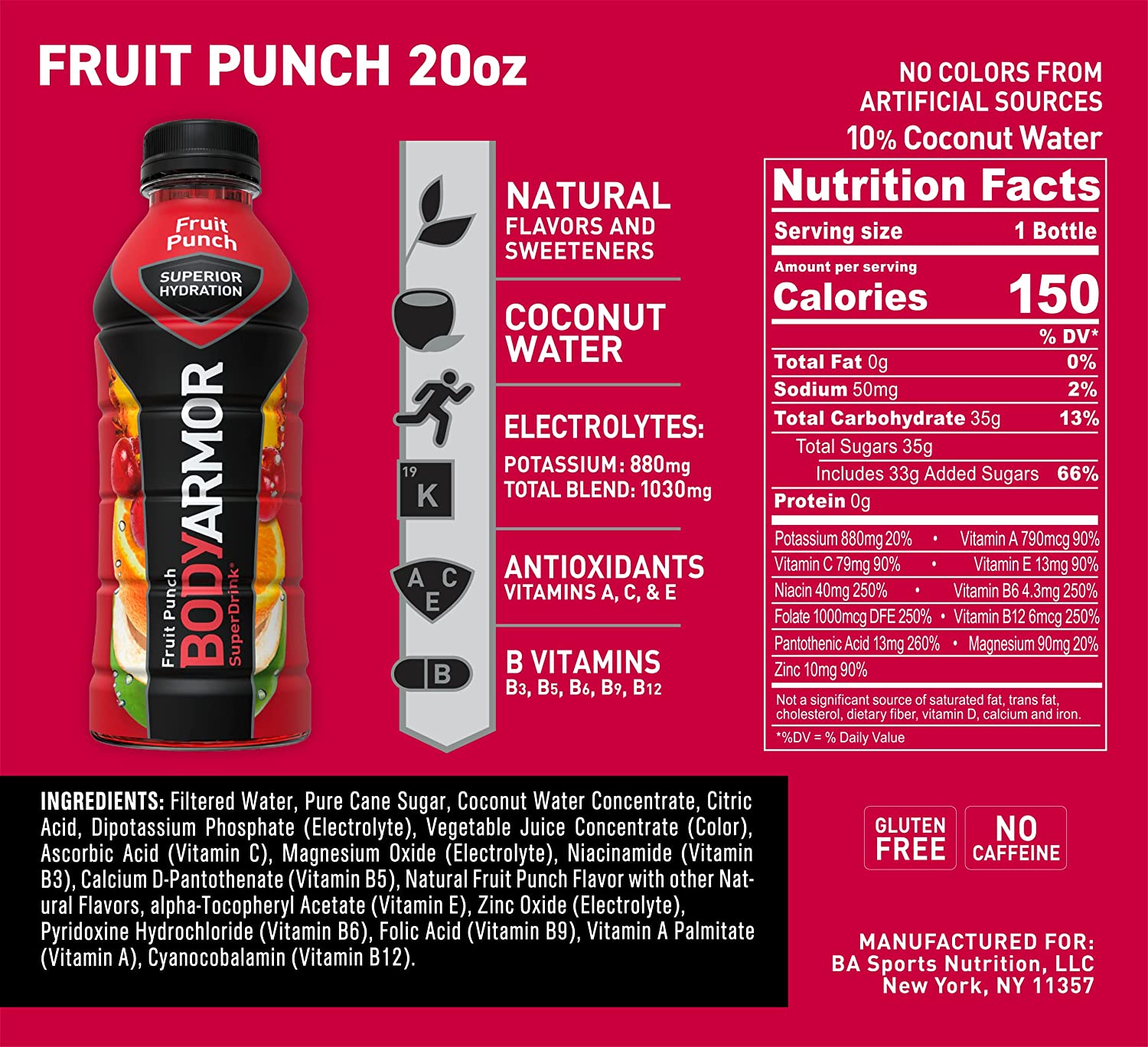 BODYARMOR Sports Drink Sports Beverage, Watermelon Strawberry, Natural Flavors With Vitamins, Potassium-Packed Electrolytes, Perfect For Athletes, 16 Fl Oz (Pack of 12) - Image 2
